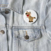 Cute Hungry Cartoon Hyena Ronde Button 5,7 Cm (In situ)