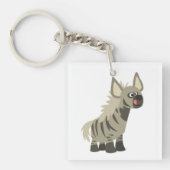 Cute Hungry Cartoon Striped Hyena AcrylSleutelhang Sleutelhanger (Voorkant)