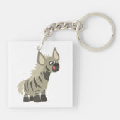 Cute Hungry Cartoon Striped Hyena AcrylSleutelhang Sleutelhanger (Achterkant)