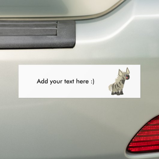 Cute Hungry Cartoon Striped Hyena Bumpersticker (Op auto)
