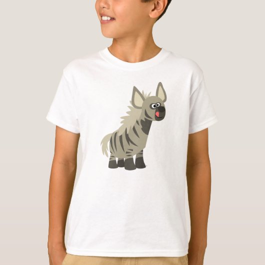 Cute Hungry Cartoon Striped Hyena Children T-Shirt (Voorkant)