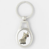 Cute Hungry Cartoon Striped Hyena Metal Sleutelhan Sleutelhanger (Voorkant)