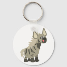 Cute Hungry Cartoon Striped Hyena Sleutelhanger