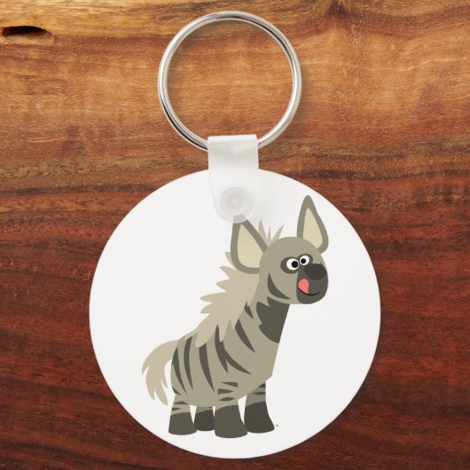Cute Hungry Cartoon Striped Hyena Sleutelhanger (Voorkant)
