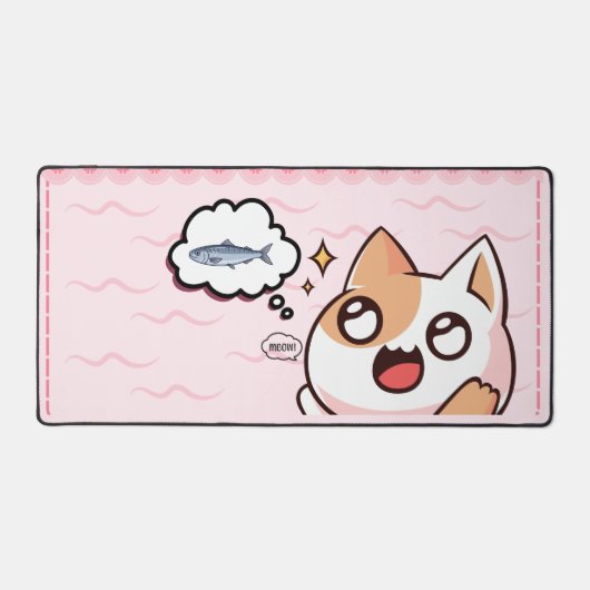 Cute Hungry Cat Desk Mat (Voorkant)
