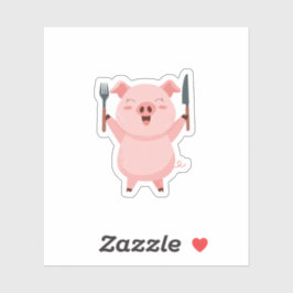 Cute Hungry Piggy Die Cut Sticker