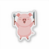 Cute Hungry Piggy Die Cut Sticker (Voorkant)