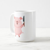 Cute Hungry Piggy Die Cut Sticker Koffiemok (Voorkant links)