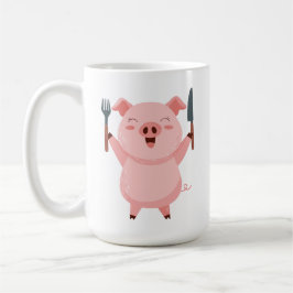 Cute Hungry Piggy Die Cut Sticker Koffiemok