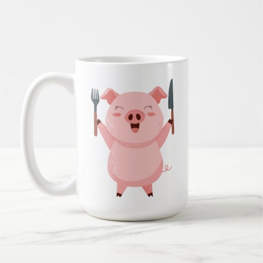 Cute Hungry Piggy Die Cut Sticker Koffiemok (Links)