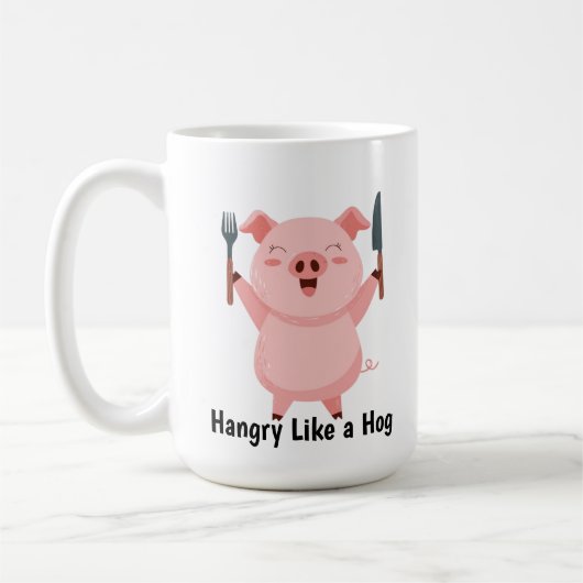 Cute Hungry Piggy Die Cut Sticker Koffiemok (Links)