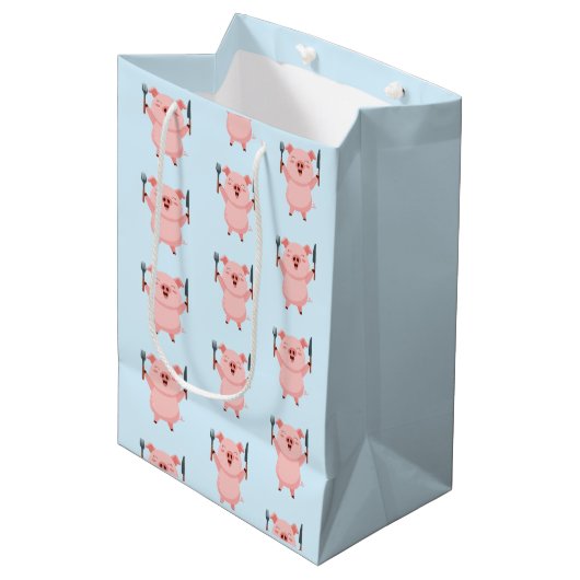 Cute Hungry Piggy Medium Cadeauzakje (Voorkant Gekanteld)