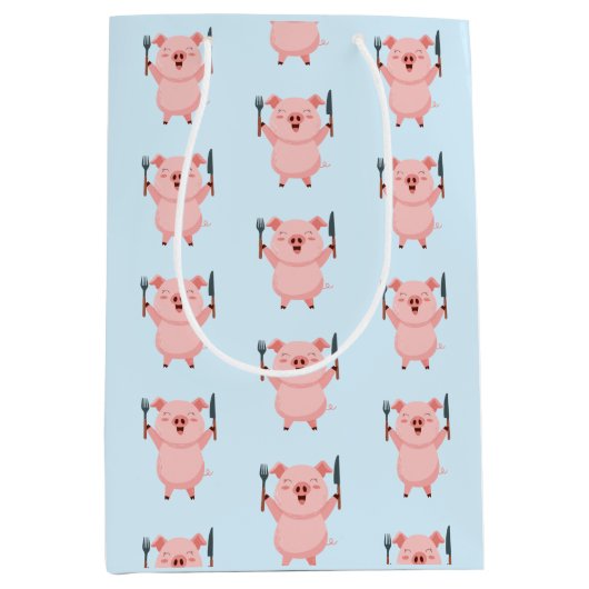 Cute Hungry Piggy Medium Cadeauzakje (Voorkant)