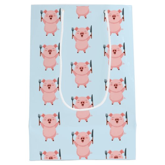 Cute Hungry Piggy  Medium Cadeauzakje (Achterkant)