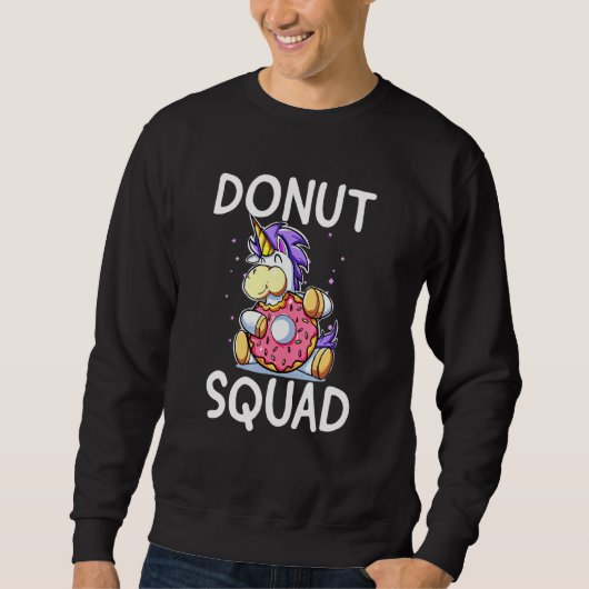 Cute Hungry Unicorn Eating Donut Squad Doughnut Fo Trui (Voorkant)