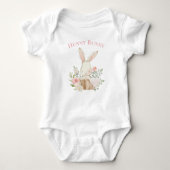 Cute Hunny Bunny Typography Rabbit Pink Girl Romper (Voorkant)