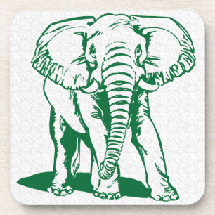 Cute Hunter Green Elephant Line Drawing Beverage Bier Onderzetter