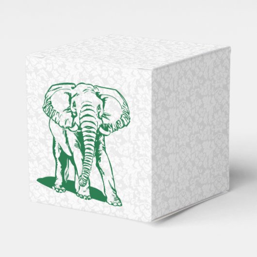Cute Hunter Green Elephant Line Tekening Bedankdoosjes (Voorkant Zijde)
