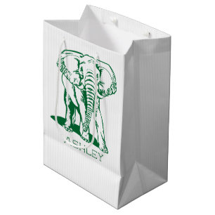 Cute Hunter Green Elephant Line Tekening Medium Cadeauzakje