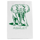 Cute Hunter Green Elephant Line Tekening Medium Cadeauzakje (Voorkant)