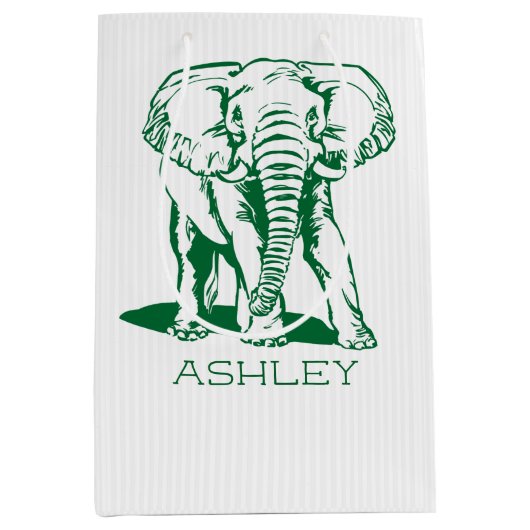 Cute Hunter Green Elephant Line Tekening Medium Cadeauzakje (Voorkant)