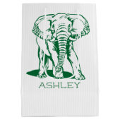 Cute Hunter Green Elephant Line Tekening Medium Cadeauzakje (Achterkant)