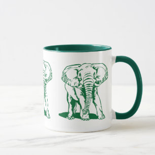 Cute Hunter Green Elephant Line Tekening Mok
