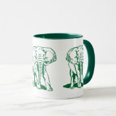 Cute Hunter Green Elephant Line Tekening Mok (Voorkant rechts)