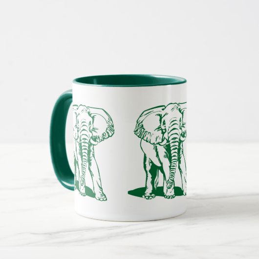 Cute Hunter Green Elephant Line Tekening Mok (Voorkant links)