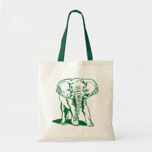 Cute Hunter Green Elephant Line Tekening Tote Bag
