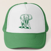Cute Hunter Green Elephant Line Tekening Trucker Pet (Voorkant)
