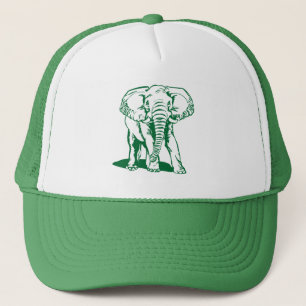Cute Hunter Green Elephant Line Tekening Trucker Pet