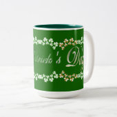 Cute Hunter Green St Patricks Day Lucky Shamrocks Tweekleurige Koffiemok (Voorkant rechts)