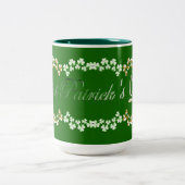 Cute Hunter Green St Patricks Day Lucky Shamrocks Tweekleurige Koffiemok (Center)