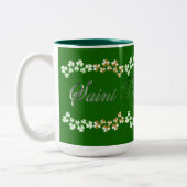 Cute Hunter Green St Patricks Day Lucky Shamrocks Tweekleurige Koffiemok (Links)