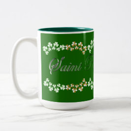 Cute Hunter Green St Patricks Day Lucky Shamrocks Tweekleurige Koffiemok