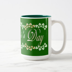 Cute Hunter Green St Patricks Day Lucky Shamrocks Tweekleurige Koffiemok