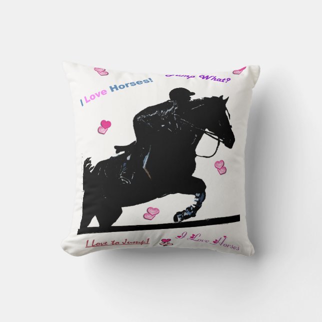 Cute Hunter Jumper Horse Pillow Kussen (Voorkant)