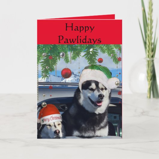 Cute Huskies Holiday Greeting Card Feestdagen Kaart (Voorkant)