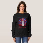 Cute Husky American Flag Happy 4 juli Trui (Voorkant volledig)