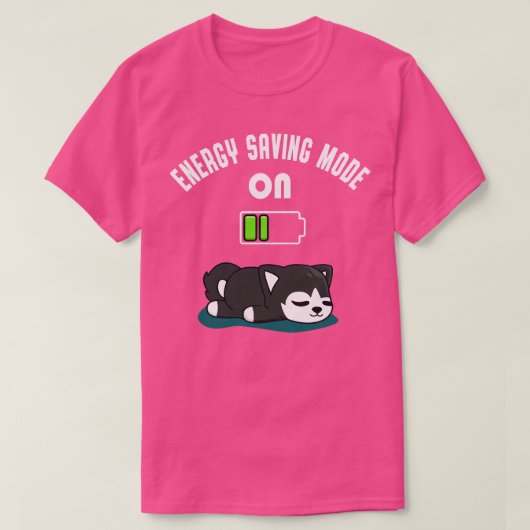 Cute Husky Battery Low Energy Tired Dog Fun T-shirt (Design voorkant)