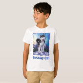 Cute Husky Birthday Girl Front en Back T-Shirt (Voorkant volledig)