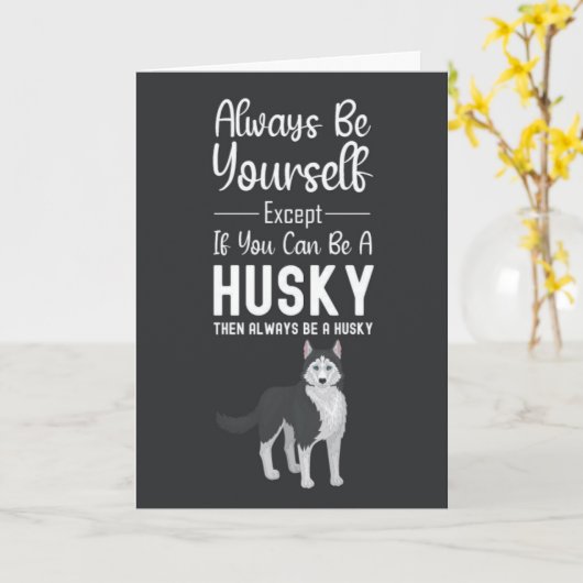 Cute Husky Cards Snow Siberian Dog Pet Lover Kaart (Gele Bloem)