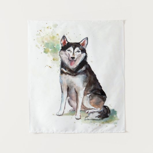 Cute Husky Design Throw Blanket | Birthday Gift Wandkleed (Voorkant)