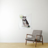 Cute Husky Design Throw Blanket | Birthday Gift Wandkleed (In situ)