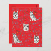 Cute Husky Dog Christmas Winter Seamless Pattern  Briefkaart (Voorkant / Achterkant)