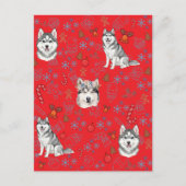 Cute Husky Dog Christmas Winter Seamless Pattern Briefkaart (Voorkant)