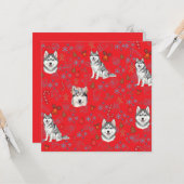 Cute Husky Dog Christmas Winter Seamless Pattern  Kaart (Voorkant / Achterkant in situ)