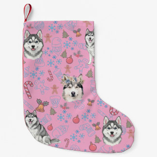 Cute Husky Dog Christmas Winter Seamless Pattern  Kleine Kerstsok