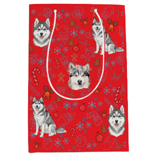 Cute Husky Dog Christmas Winter Seamless Pattern  Medium Cadeauzakje